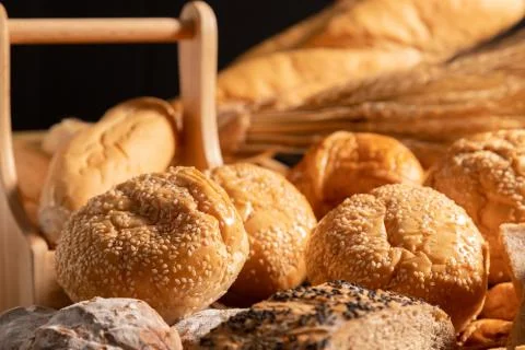 Close-up loaves of bread with sunlight Stock Photos