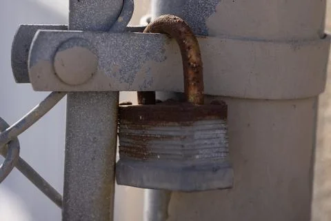 Close Up Lock On Fence Stock Photos