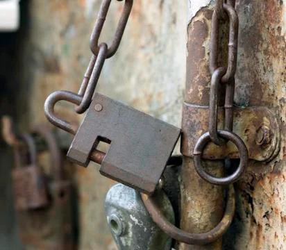  Close-up Lock on Fence for Security Stock Photos