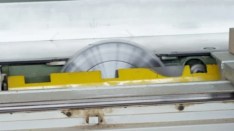 Close-Up, Lockdown, Less Than 10 Seconds, Indoors, Day, Industry, Table Saw, Stock Footage 94108267