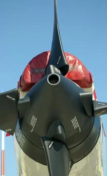 Close-up of Lockheed C-130 Hercules Turboprop Engine and Propeller Detail Stock Photos