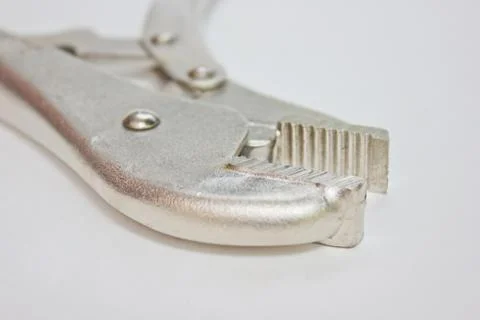 Close up of locking pliers with opened jaws. Stock Photos