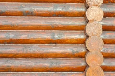 Close-up of a log wall as a background Stock Photos
