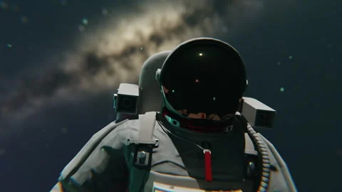 A close up of a lonely astronaut looking at something in space Stock Footage 253568165