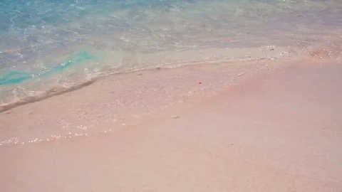 Close Up Long Pink Beach Waves In Komodo National Park Labuan Bajo Indonesia Stock Footage