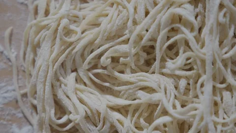 A close up of long white noodles Video stock 306042757