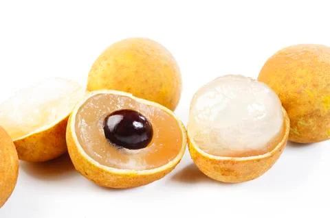 Close up longan on white background Stock Photos