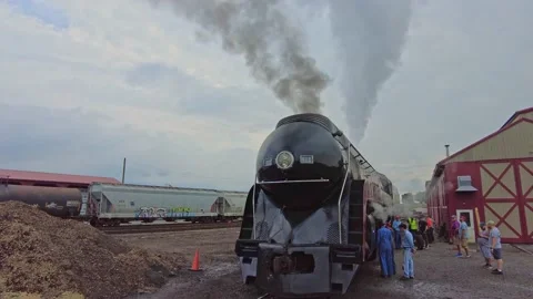 A Close Up Look at an Antique Steam Engine as it Gets Ready for a Day Work Stock Footage 171172059