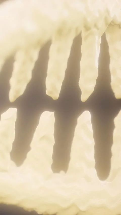 Close look at the bone structure in a scientific study setting during daylight Stock Footage 334885186