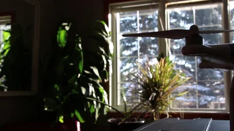 A close look at a consumer level hobby quadcopter Stock Footage 46893278