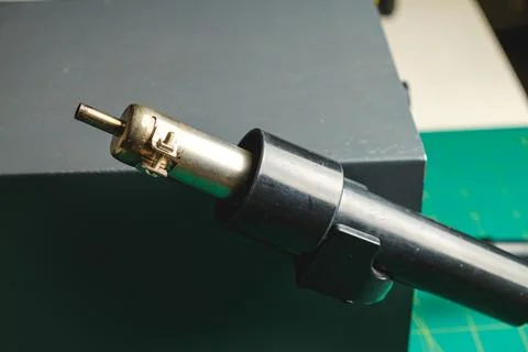 Close look at a crafting tool used for detailed designs in woodworking Stock Photos