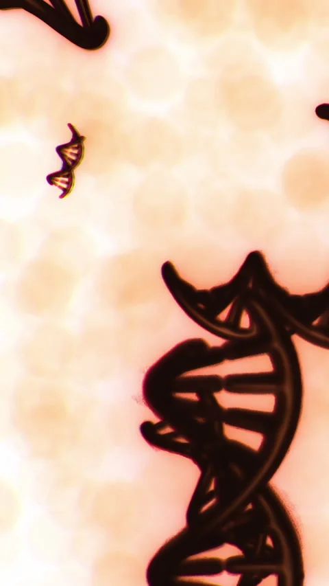 Close look at a DNA structure with background details in a lab setting Stock Footage 336174082