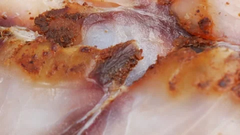 Close look at fresh fish fillet with seasoning Stock Footage 340445534