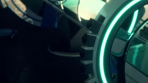 Close look at modern technology with glowing details and round shapes Stock Footage 344970509