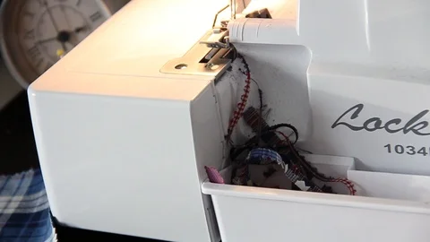 A close-up look on serging Stock Footage 122051684