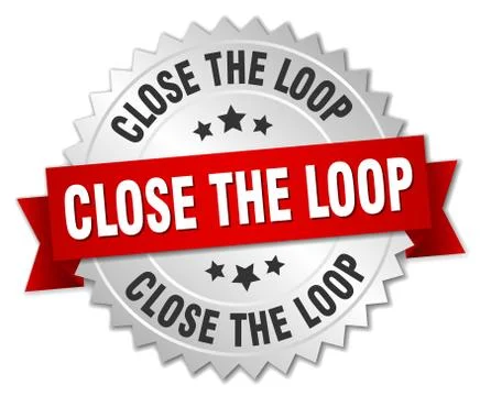 Close the loop round isolated silver badge Illustrazione stock