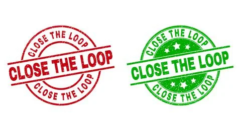 CLOSE THE LOOP Round Stamps Using Corroded Style 스톡 일러스트