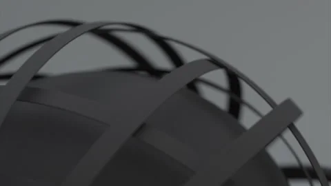 Close up loopable animation of dark sphere with rings Stock Footage 257136276