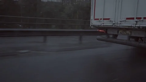 Close up of lorry wheels and tyres on the highway, motorway Stock Footage 104443334