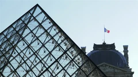 Close-up of the Louvre Pyramid 스톡 동영상 10872060