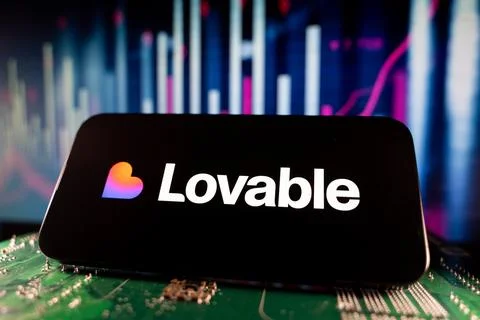 Close up of Lovable logo on smartphone screen with technology and financial Stock Photos