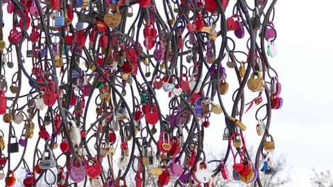 Close up of Love Locks Artwork Feature from Russia 動画素材 76386882