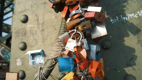 Close Up Love Locks Stock Footage 96936434