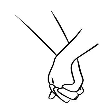 Close-up lover holding hand vector illustration sketch hand drawn with black Stock Illustration