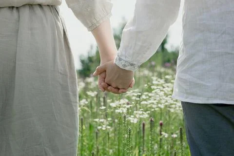 Close up lovers hold hands concept photo Stock-Fotos
