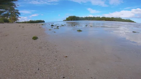 Close up low angle look down around view on ground at beach sandy side look out  Stock Footage 253461553