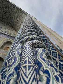 Close-up low angle view of intricate Islamic tilework Stock Photos