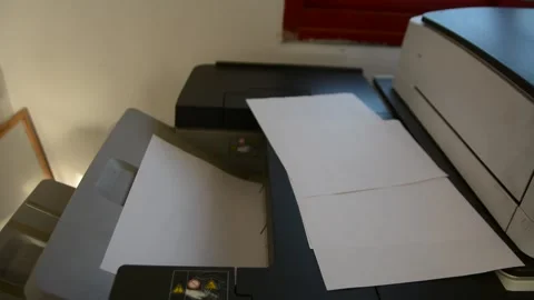 Close up low light. Someone work on modern copy machine at office. 스톡 동영상 139980891