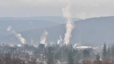 Close up low wisibility fuel refinery Stock Footage 266514138