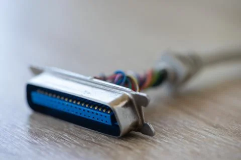 Close-up on a LPT cable Stock Photos