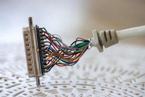Close-up on a LPT cable Stock Photos