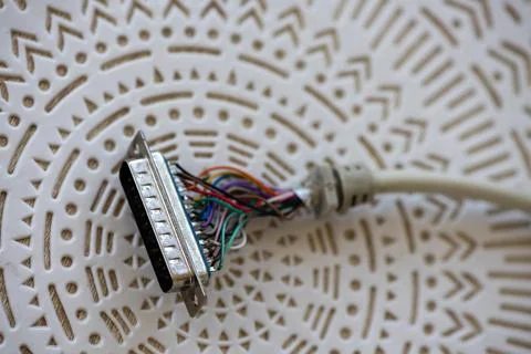 Close-up on a LPT cable Stock Photos