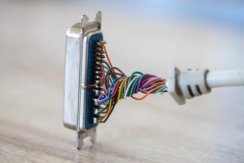 Close-up on a LPT cable Stock Photos