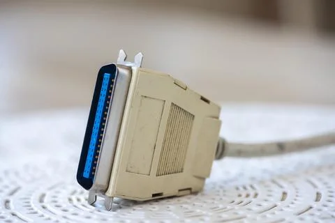 Close-up on a LPT cable Stock Photos