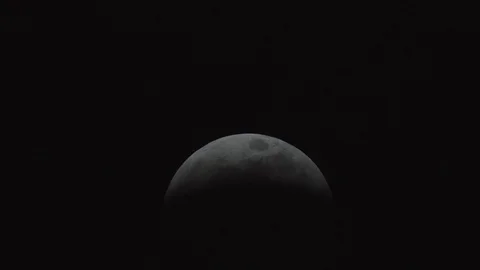 Close Up Of A Lunar Eclipse Over A City #2 動画素材 102471203