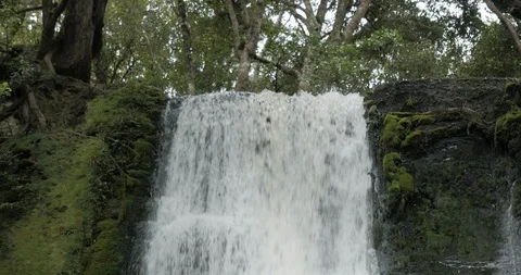 A close up on a lush waterfall rushing over the edge Stock Footage 120432131