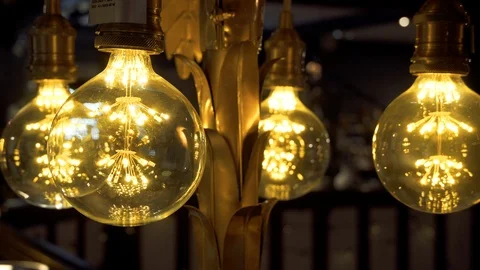 Close up of luxury round LED light bulbs Stock Footage 99407991