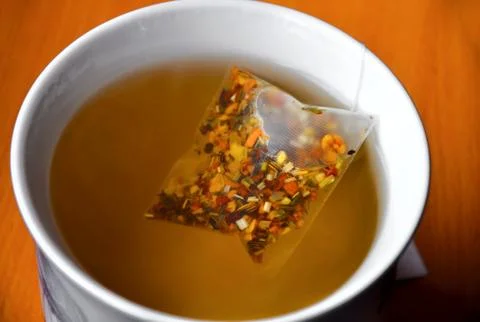 Close up of luxury tea bag in cup Stock Photos