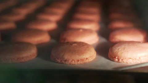 Close Up of macarons in oven 스톡 동영상 238502714