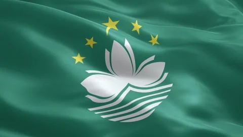 Close Up Macau Flag Waving in Wind National Symbol Background Stock Footage 334628529