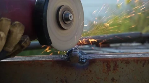 Close-up of machine for angle grinding Stock-Footage 66438957