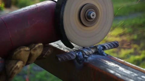 Close-up of machine for angle grinding 스톡 동영상 66438992