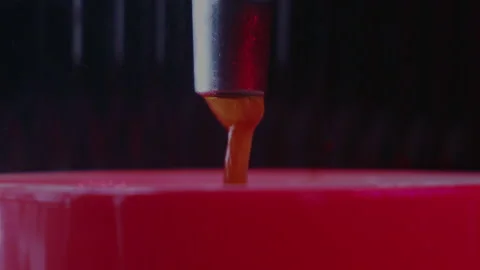 Close-Up machine Brewing Coffee In A red Mug Video stock 147754474