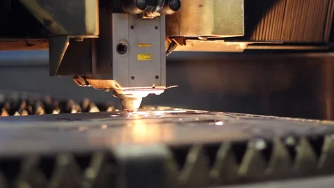 Close-up Of A Machine That Cuts Metal Stock Footage 127517405