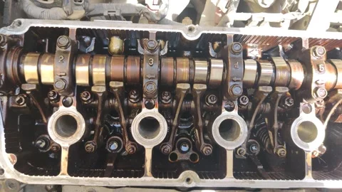 Close up of a machine with many different parts Stock Footage 256975734