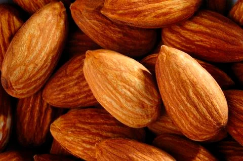 Close up macro almond nuts Stock Photos